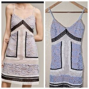 Moulinette Soeurs Elegant Lace Dress in Blue and Black